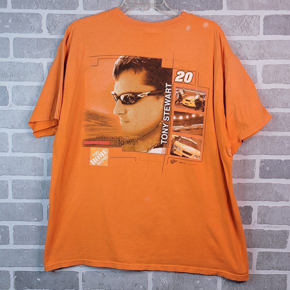 Tony Stewart Home Depo Thrashed Racing Shirt Cut Tag Men's See Measurements - Picture 7 of 15